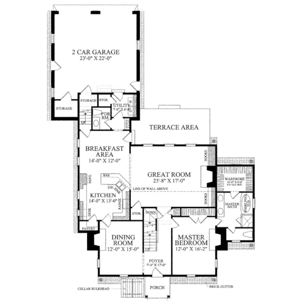 Ranch House Plan First Floor - Greenhow Cape Cod Style Home 128D-0073 - Search House Plans and More