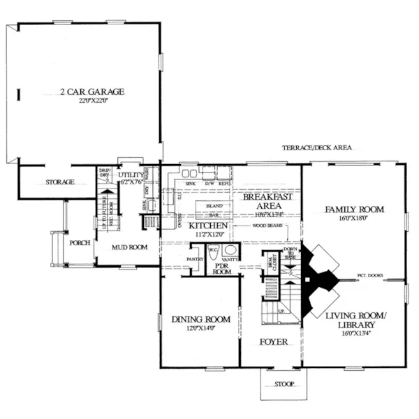 Traditional House Plan First Floor - Guilford Hill Colonial Home 128D-0075 - Search House Plans and More