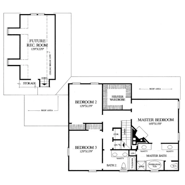 Traditional House Plan Second Floor - Guilford Hill Colonial Home 128D-0075 - Search House Plans and More