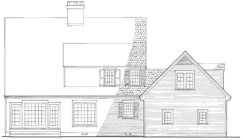 Traditional House Plan Rear Elevation - Guilford Hill Colonial Home 128D-0075 - Search House Plans and More