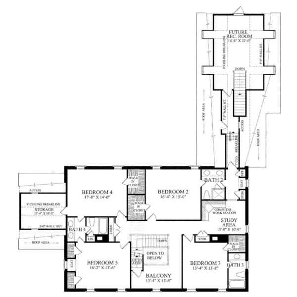 Colonial House Plan Second Floor - George Wythe Colonial Home 128D-0076 - Search House Plans and More