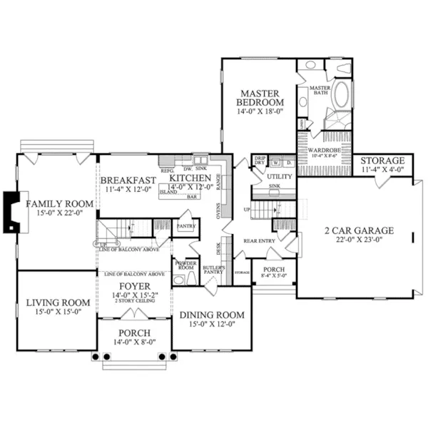 Traditional House Plan First Floor - Hamptons Shingle Style Home 128D-0078 - Search House Plans and More