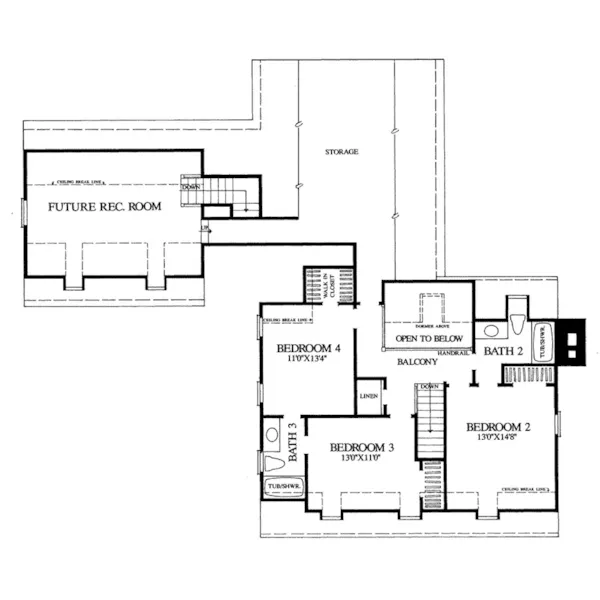 Cape Cod & New England House Plan Second Floor - Hanover House Cape Cod Cottage 128D-0079 - Search House Plans and More