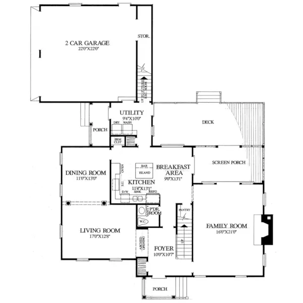 Traditional House Plan First Floor - Hollyhock Cottage Country Home 128D-0081 - Search House Plans and More