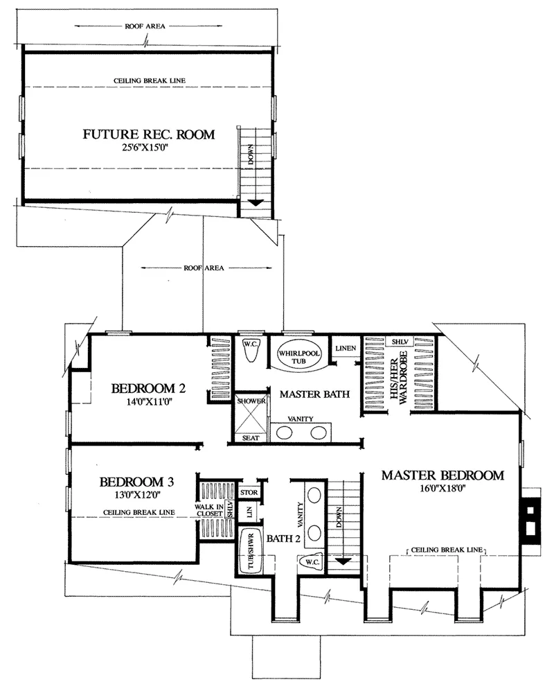 Saltbox House Plan Second Floor - Hollyhock Cottage Country Home 128D-0081 - Search House Plans and More