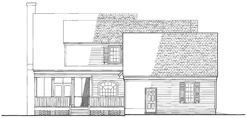 Saltbox House Plan Rear Elevation - Hollyhock Cottage Country Home 128D-0081 - Search House Plans and More
