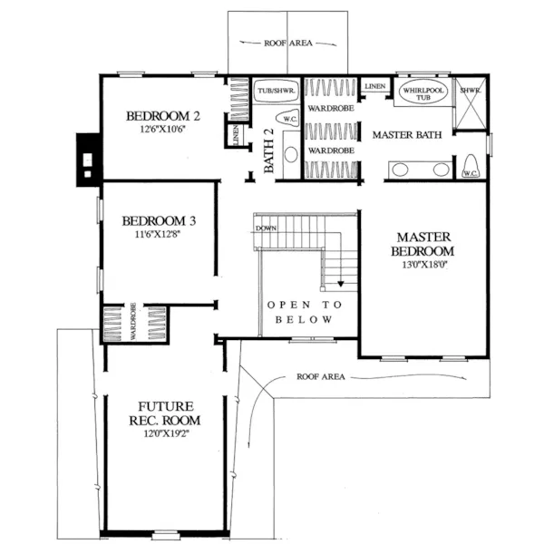 Traditional House Plan Second Floor - Holly Ridge Traditional Home 128D-0082 - Search House Plans and More