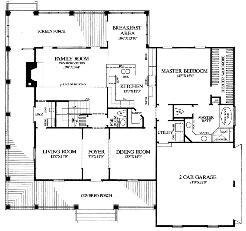 Traditional House Plan First Floor - Homestead Farm Southern Home 128D-0083 - Search House Plans and More