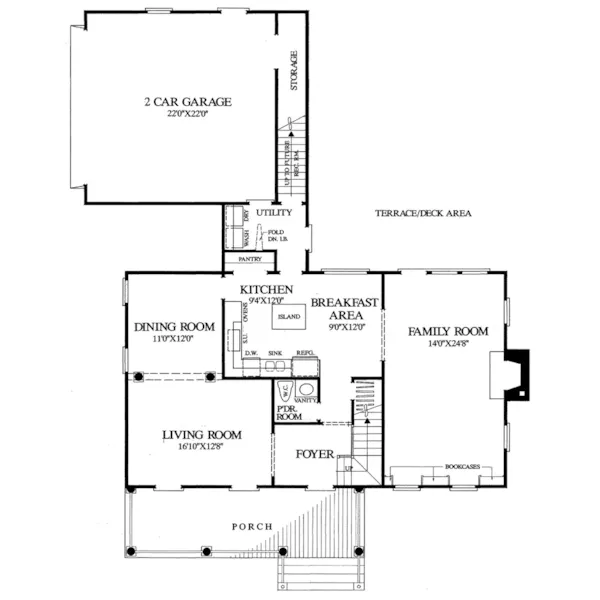 Country House Plan First Floor - Honeysuckle Rose Southern Home 128D-0084 - Search House Plans and More