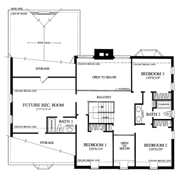 Traditional House Plan Second Floor - 128D-0090 - Shop House Plans and More