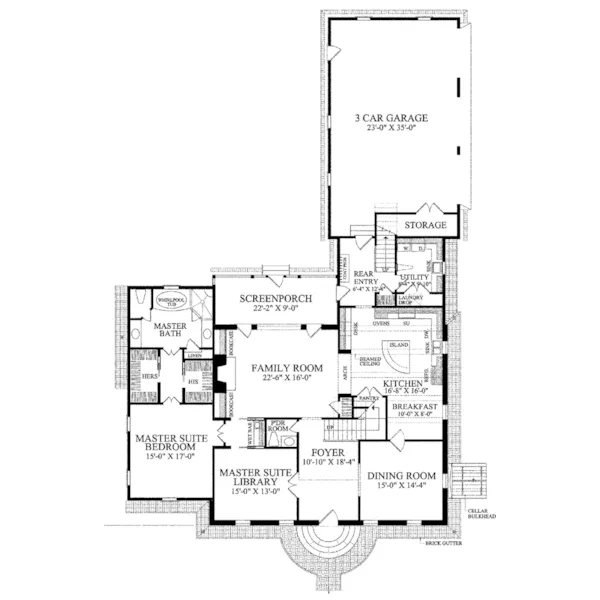 Colonial House Plan First Floor - Lightfoot House Georgian Home 128D-0094 - Shop House Plans and More