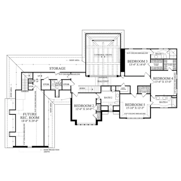 Tudor House Plan Second Floor - Manoir Luxury European Home 128D-0096 - Shop House Plans and More