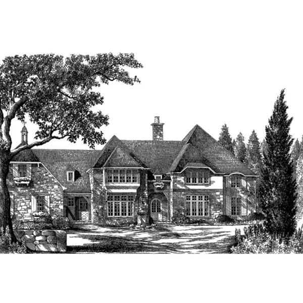 Tudor House Plan Front Image of House - Manoir Luxury European Home 128D-0096 - Shop House Plans and More