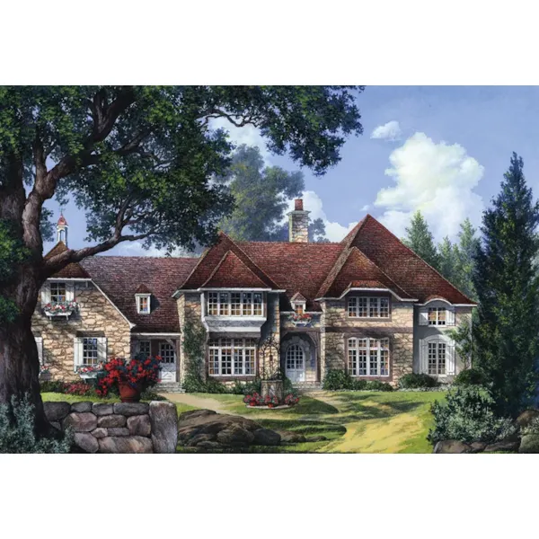 Tudor House Plan Front of Home - Manoir Luxury European Home 128D-0096 - Shop House Plans and More