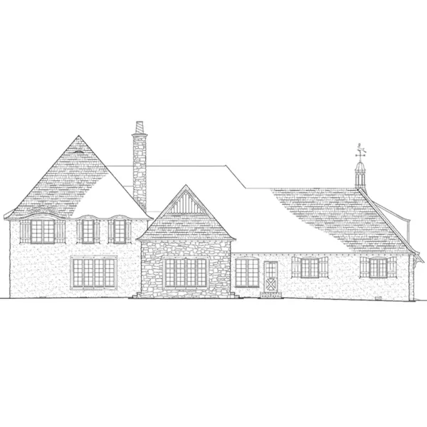 Tudor House Plan Rear Elevation - Manoir Luxury European Home 128D-0096 - Shop House Plans and More