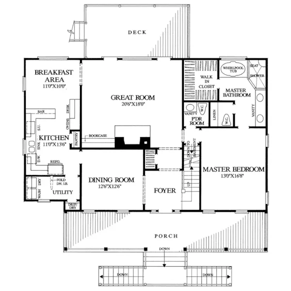 Plantation House Plan First Floor - Mossy Point Plantation Home 128D-0099 - Shop House Plans and More