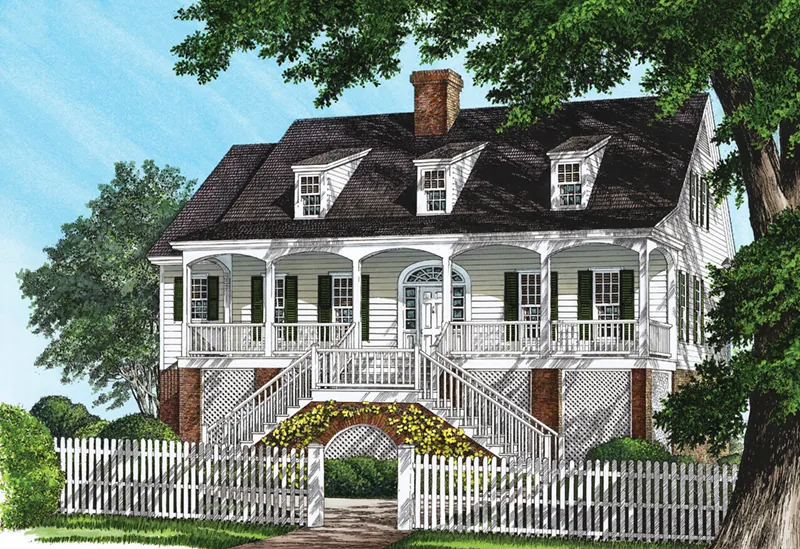 Plantation House Plan Front of Home - Mossy Point Plantation Home 128D-0099 - Shop House Plans and More