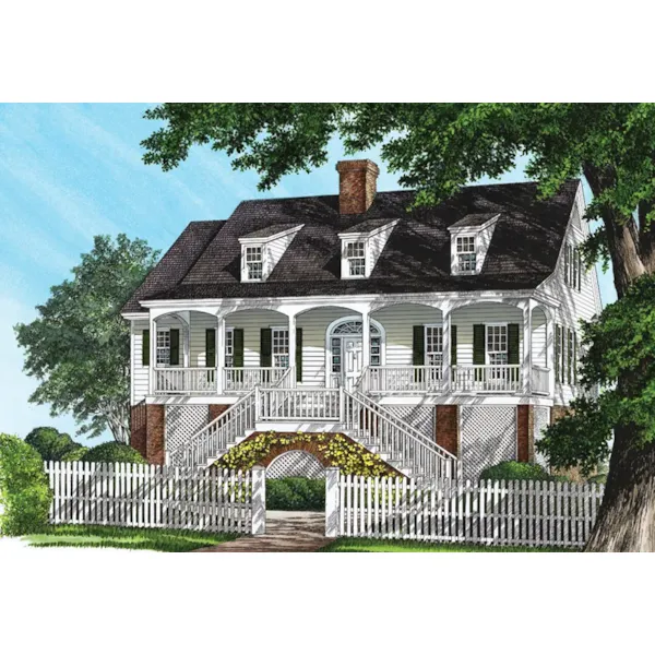 Plantation House Plan Front of Home - Mossy Point Plantation Home 128D-0099 - Shop House Plans and More