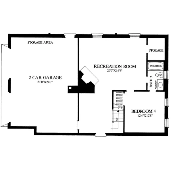 Plantation House Plan Lower Level Floor - Mossy Point Plantation Home 128D-0099 - Shop House Plans and More