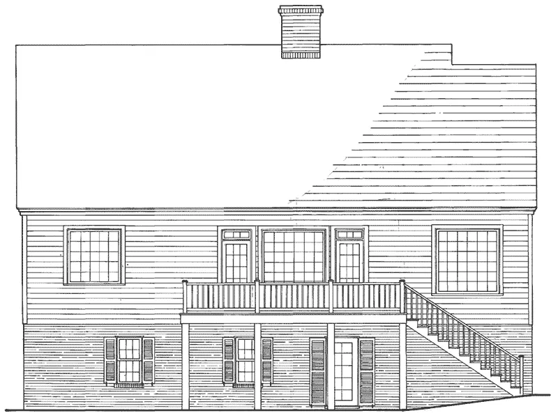 Plantation House Plan Rear Elevation - Mossy Point Plantation Home 128D-0099 - Shop House Plans and More