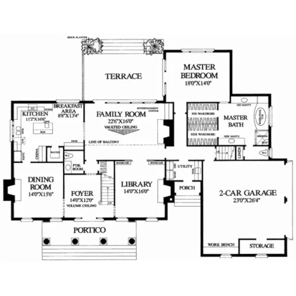 Traditional House Plan First Floor - Mountaire Colonial Home 128D-0102 - Shop House Plans and More