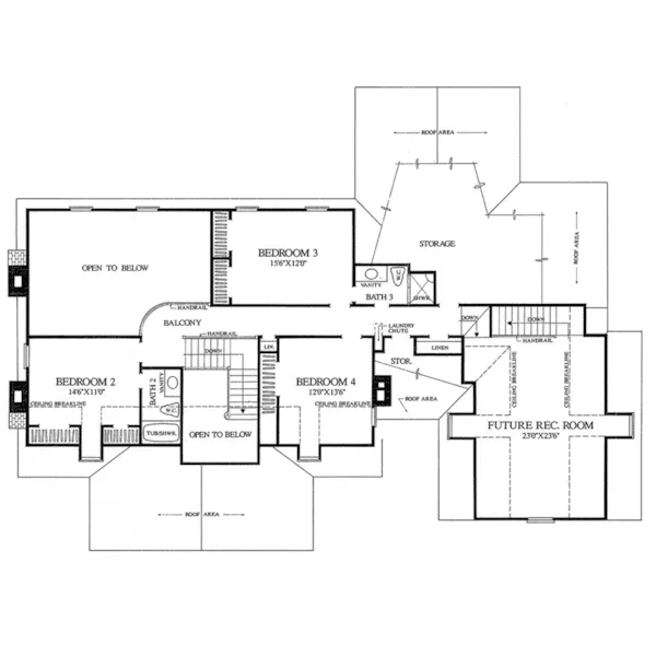 Traditional House Plan Second Floor - Mountaire Colonial Home 128D-0102 - Shop House Plans and More