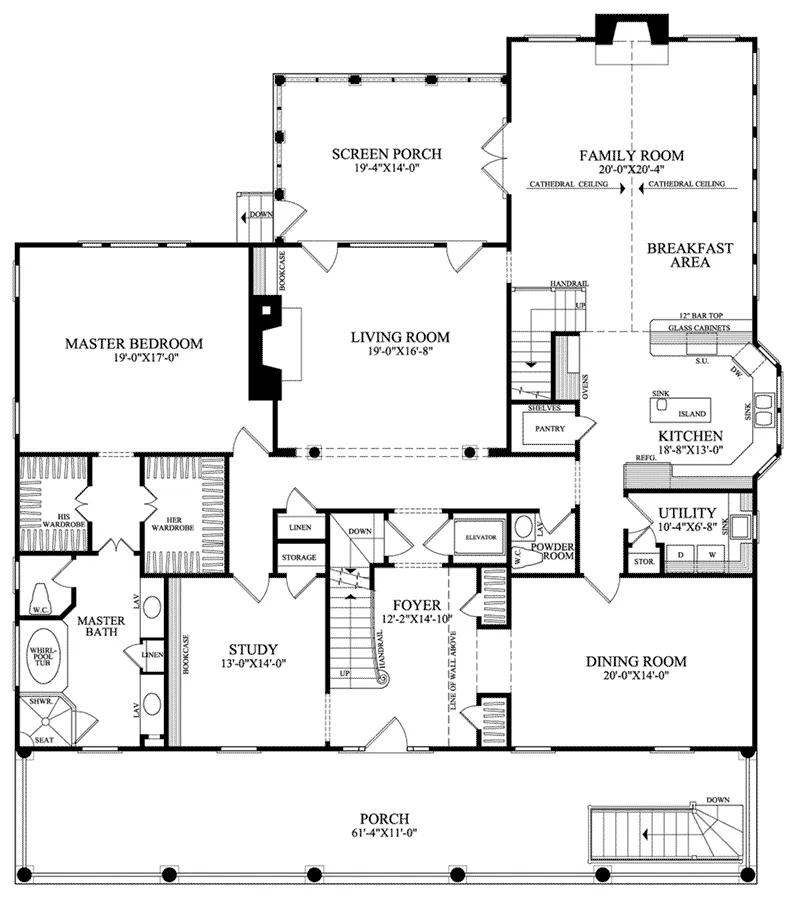 Country House Plan First Floor - Mount Pleasant Lowcountry Home 128D-0104 - Shop House Plans and More