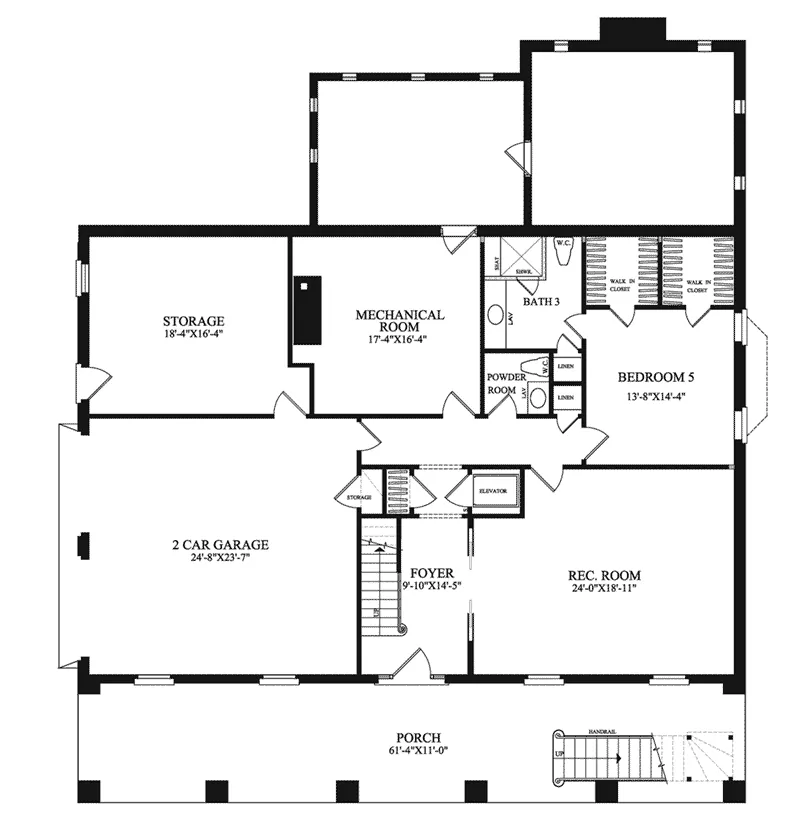 Country House Plan Lower Level Floor - Mount Pleasant Lowcountry Home 128D-0104 - Shop House Plans and More