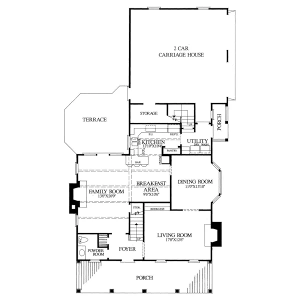 Farmhouse Plan First Floor - Nelson House Plantation Home 128D-0107 - Shop House Plans and More