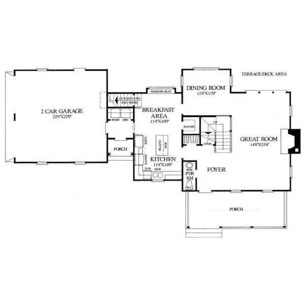 Beach & Coastal House Plan First Floor - Ocracoke Cottage Farmhouse 128D-0109 - Shop House Plans and More