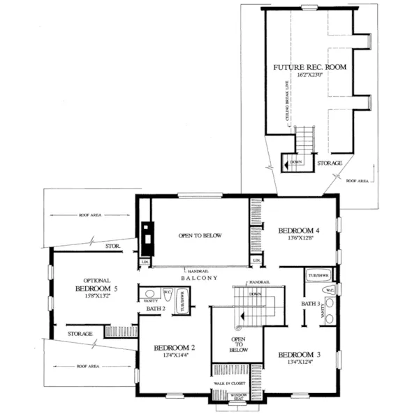 Early American House Plan Second Floor - Philadelphia Traditional Home 128D-0110 - Shop House Plans and More