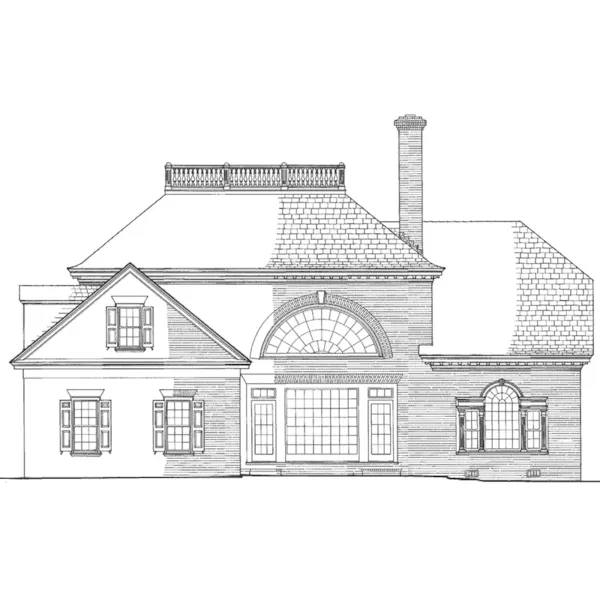 Early American House Plan Rear Elevation - Philadelphia Traditional Home 128D-0110 - Shop House Plans and More