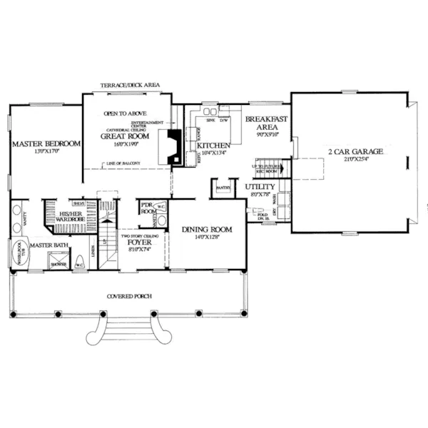 Cape Cod & New England House Plan First Floor - Planters Cottage Country Home 128D-0111 - Shop House Plans and More