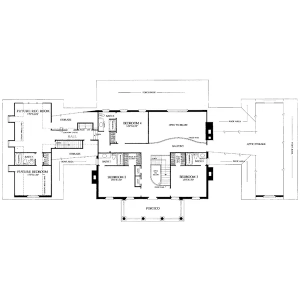 Early American House Plan Second Floor - Richmond Bend Plantation Home 128D-0115 - Shop House Plans and More