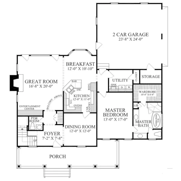 Farmhouse Plan First Floor - Rocky Springs Farmhouse 128D-0117 - Shop House Plans and More