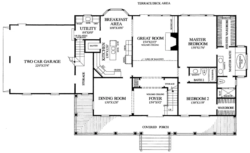 Rustic House Plan First Floor - Santee River Lowcountry Home 128D-0118 - Shop House Plans and More