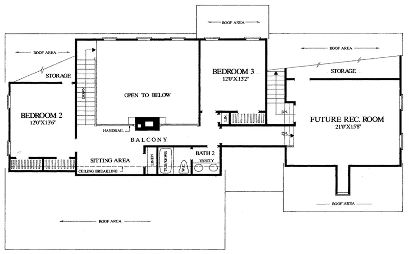 Southern House Plan Second Floor - Shady Banks Acadian Home 128D-0120 - Shop House Plans and More