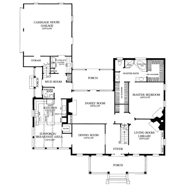 Georgian House Plan First Floor - Shields House Southern Home 128D-0122 - Shop House Plans and More