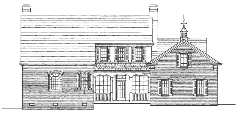 Georgian House Plan Rear Elevation - Shields House Southern Home 128D-0122 - Shop House Plans and More