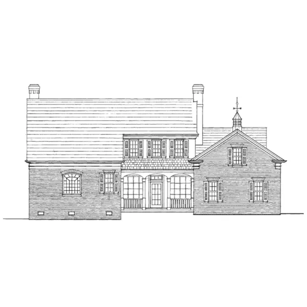 Georgian House Plan Rear Elevation - Shields House Southern Home 128D-0122 - Shop House Plans and More