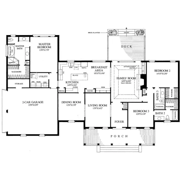 Colonial House Plan First Floor - Somerset Lane Traditional Home 128D-0124 - Shop House Plans and More