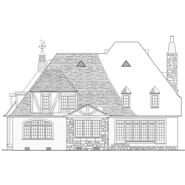 English Cottage House Plan Rear Elevation - St. Claire Tudor Luxury Home 128D-0127 - Shop House Plans and More