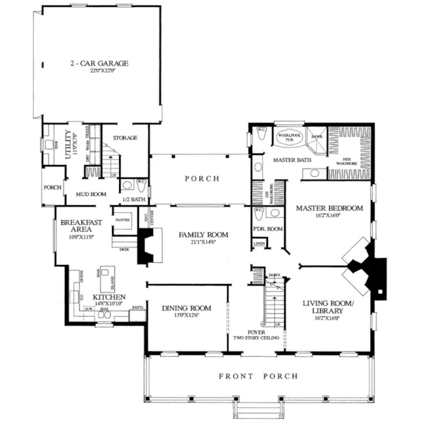 Cape Cod & New England House Plan First Floor - Sunnyside Country Home 128D-0132 - Shop House Plans and More