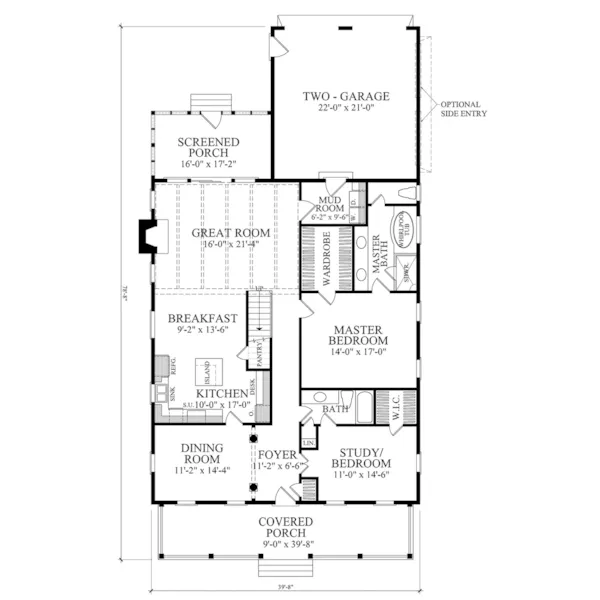 Southern House Plan First Floor - Sweet Briar Acadian Farmhouse 128D-0133 - Shop House Plans and More