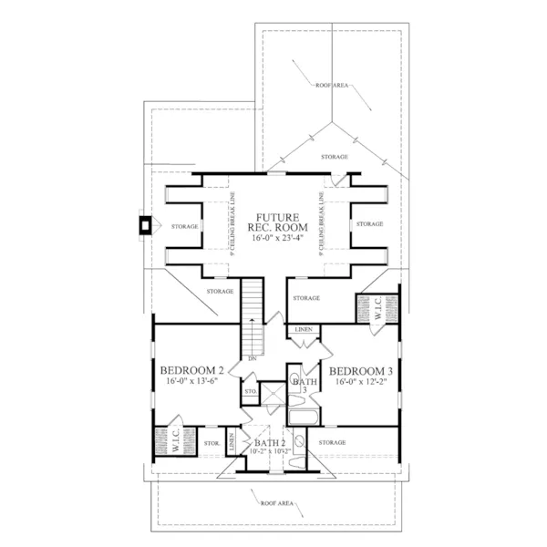 Southern House Plan Second Floor - Sweet Briar Acadian Farmhouse 128D-0133 - Shop House Plans and More