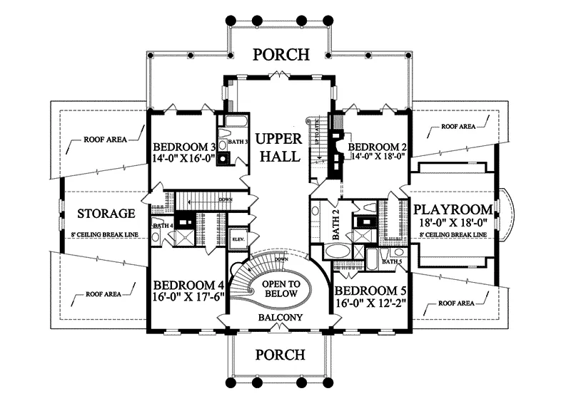 Colonial House Plan Second Floor - Sycamores Luxury Manor Home 128D-0134 - Shop House Plans and More
