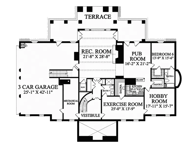 Colonial House Plan Optional Lower Level - Sycamores Luxury Manor Home 128D-0134 - Shop House Plans and More