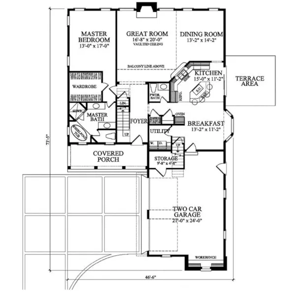 Country House Plan First Floor - Tanglewoods Shingle Farmhouse 128D-0135 - Shop House Plans and More