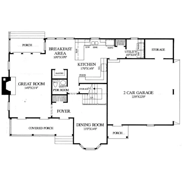 Country House Plan First Floor - Telluride Country Farmhouse 128D-0137 - Shop House Plans and More