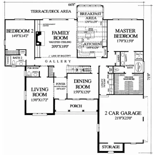 Ranch House Plan First Floor - Thistlewood European Home 128D-0138 - Shop House Plans and More